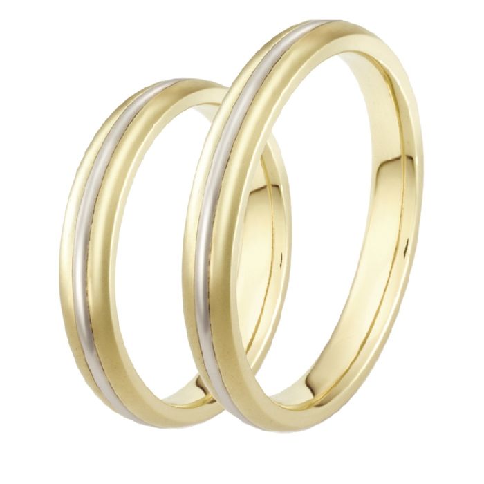Wedding rings in yellow and white gold 9CT 4,00mm HBY0007